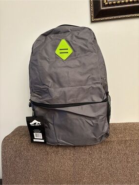 Gray unisex Backpack with Lime Accent - Casual Everyday Bag